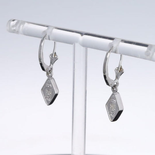 Opal Earrings Diamond Shape Inlaid Design Lever Backs