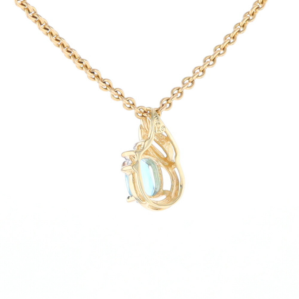 Pear Blue Topaz Diamond Pendant