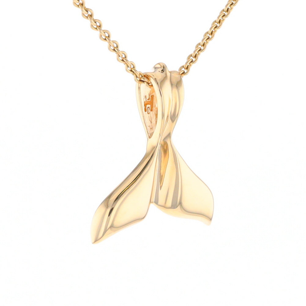 Whale Tail Necklaces Gold Quartz Double Sided Inlaid Sea Life Pendant