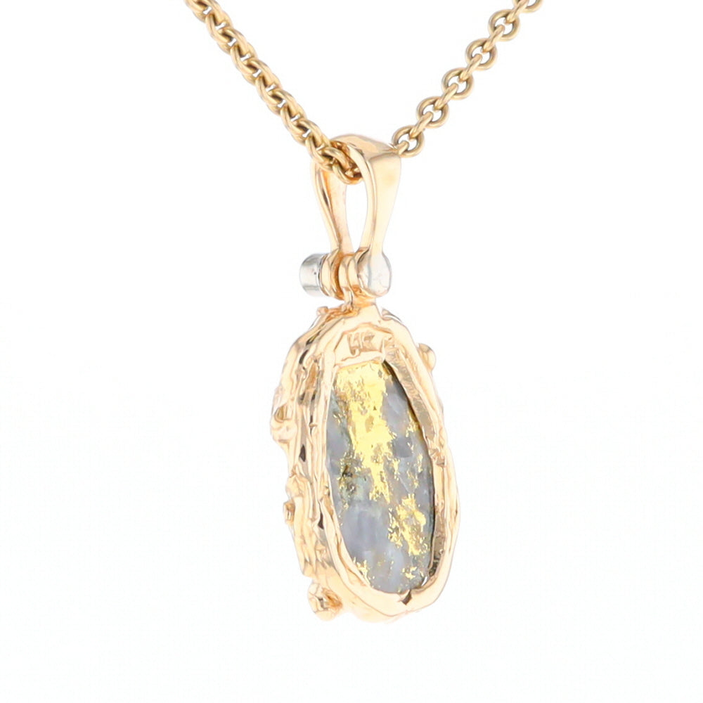 Serpentine & Gold Quartz Freeform Pendant