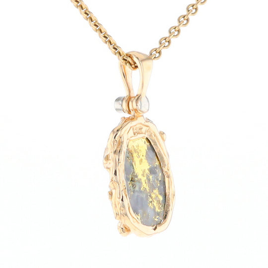 Serpentine & Gold Quartz Freeform Pendant