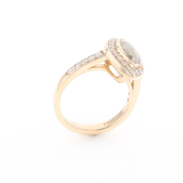 Marquise Gold Quartz Inlaid Ring with 0.65ctw Diamond Halo