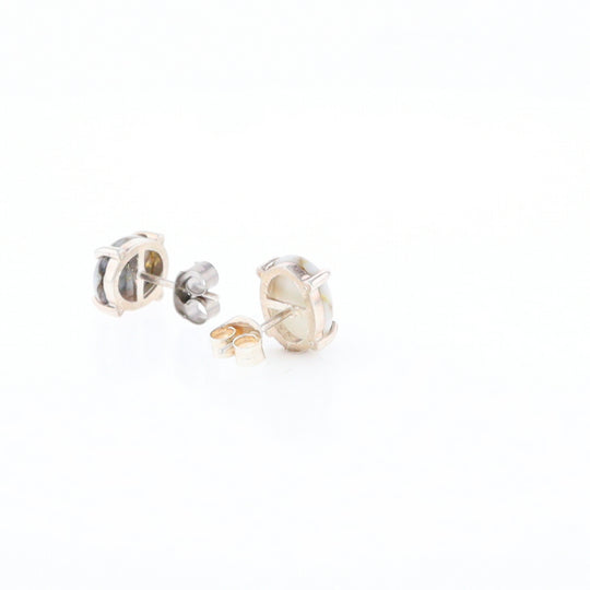 Gold Quartz Cabochon Stud Earrings