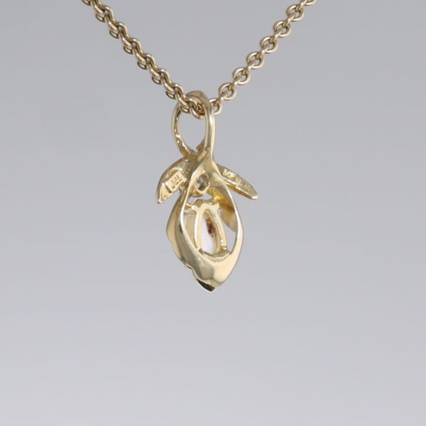 Pear-leaf Opal and Diamond Pendant