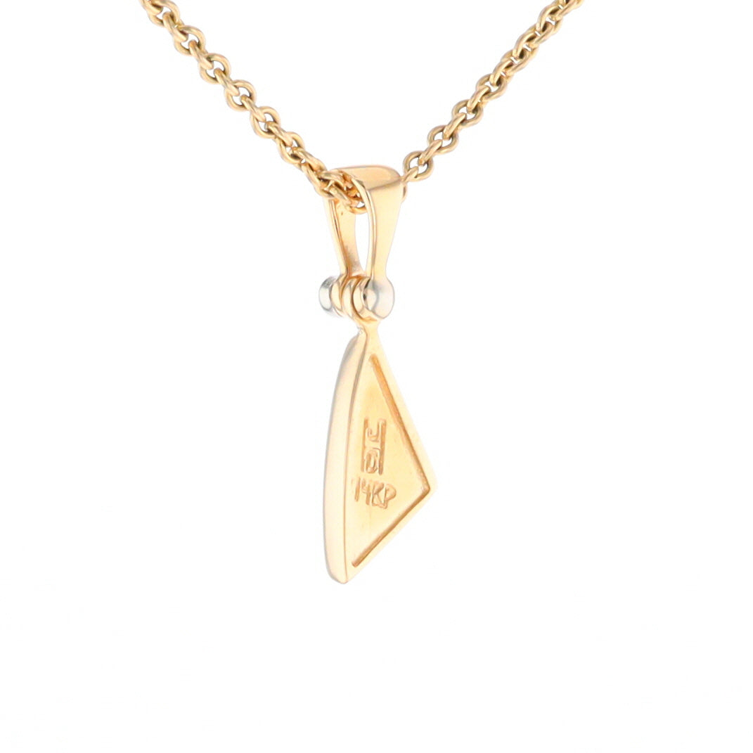 Gold Quartz Necklace Sail Inlaid Design Pendant with .02ct Diamond