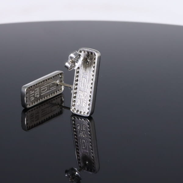Opal Earrings Rectangle Inlaid with .50ctw Round Diamond Halo Studs