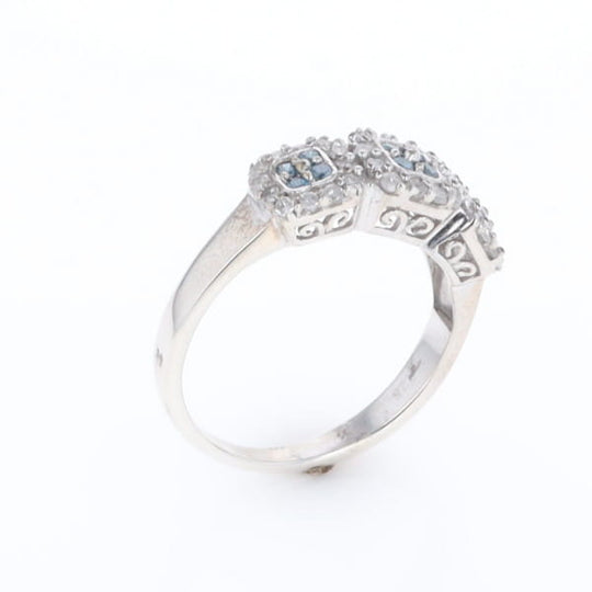 Triple Diamond Halo Ring