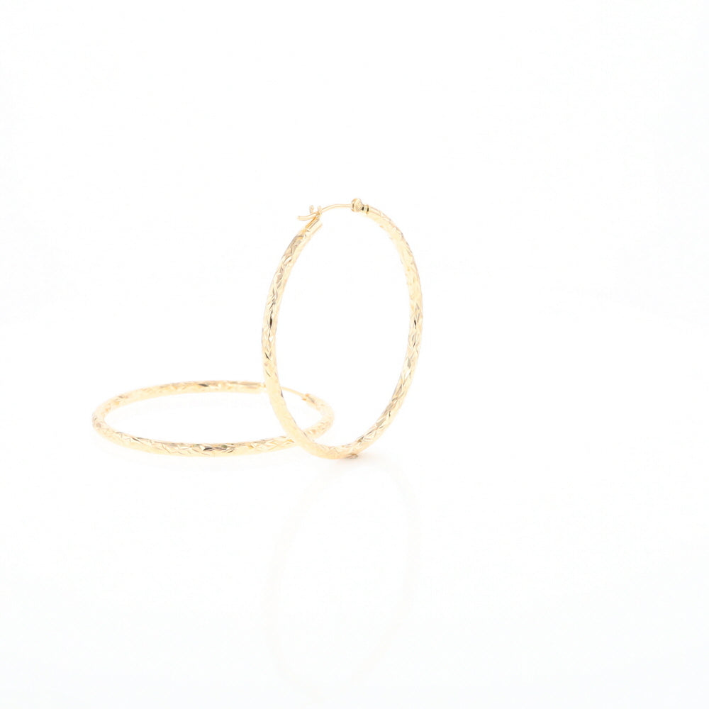 Textured Hollow Diamond Cut Hoop Earrings