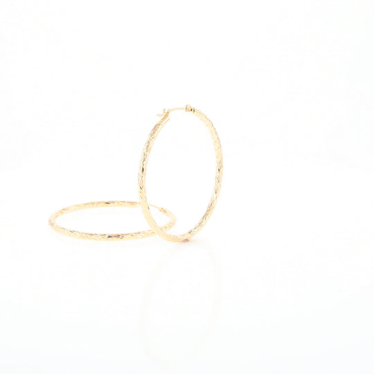 Textured Hollow Diamond Cut Hoop Earrings