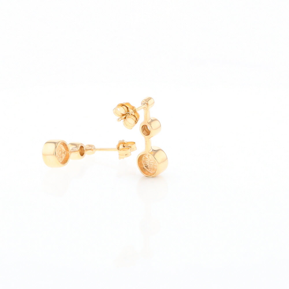 Gold Quartz Round Inlay with Diamond Accents Stud Earrings G2