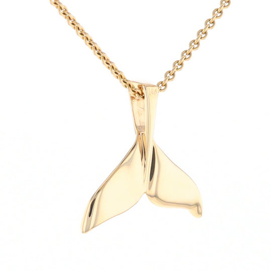 Whale Tail Necklaces Single Sided Gold Quartz Inlaid Sea life Pendant