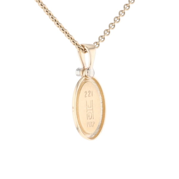 Gold Quartz Oval Inlaid Pendant with .02ct Diamond