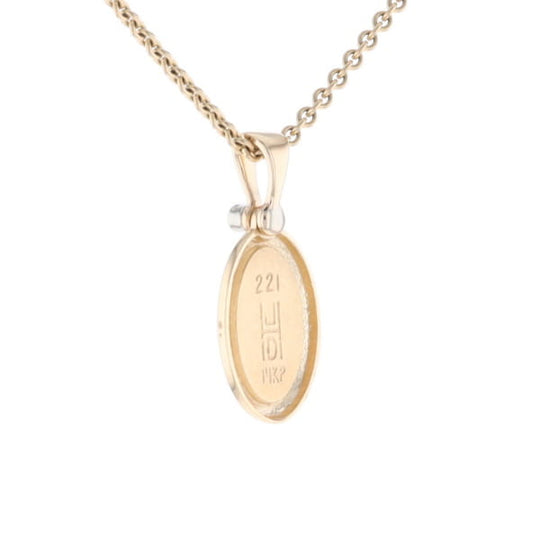 Gold Quartz Oval Inlaid Pendant with .02ct Diamond