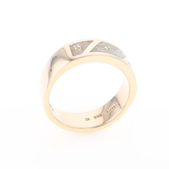 Gold Quartz Ring, 3 Section Inlaid Design