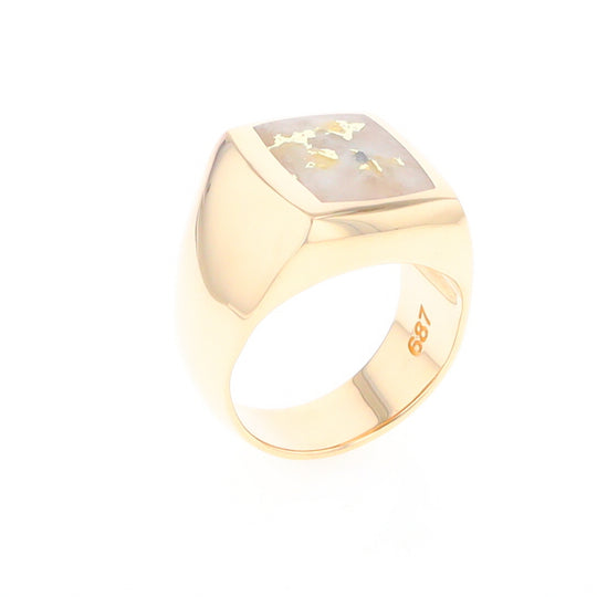 Natural Gold Quartz Men's Ring