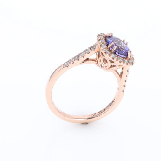 Rose Gold Tanzanite Halo Ring