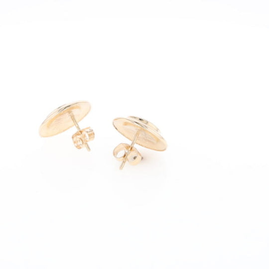 Superior Quality Gold Quartz Inlaid Circle Stud Earrings