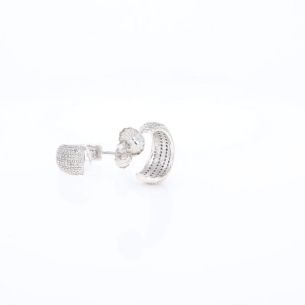 Diamond Half Hoop Stud Earrings