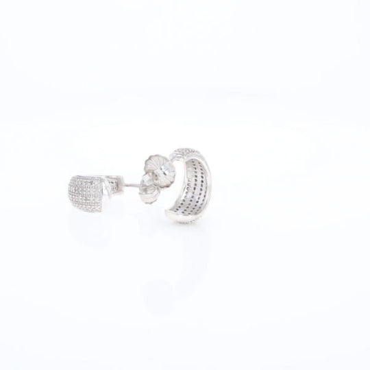 Diamond Half Hoop Stud Earrings
