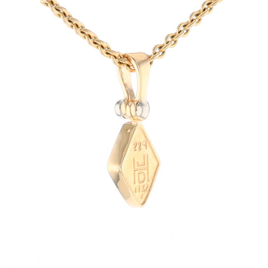 Gold Quartz Necklace Diamond Shape Inlaid Pendant with .02ct Diamond