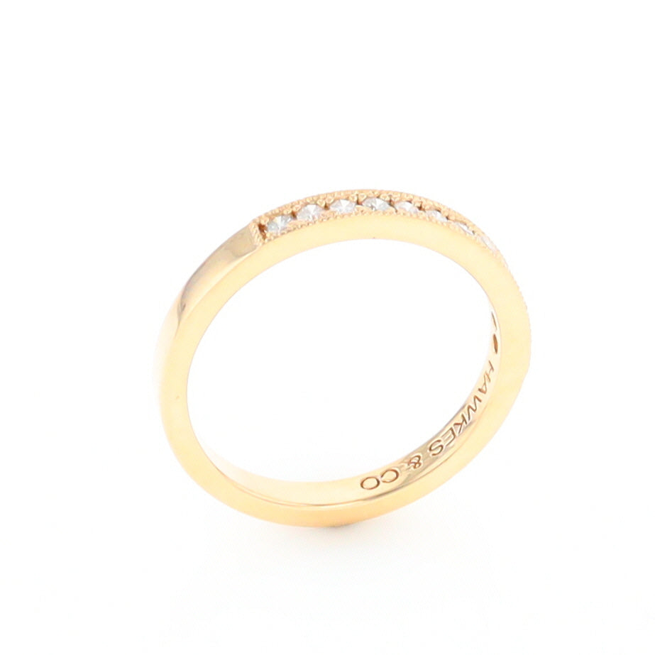 Yellow Gold Milgrain Diamond Wedding Band