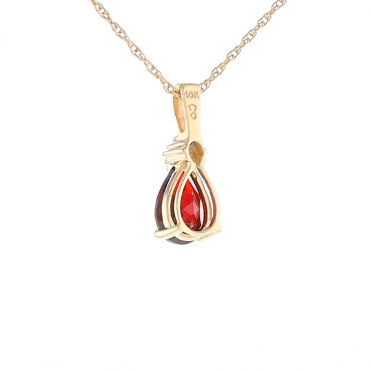 Pear Checkered Garnet Pendant