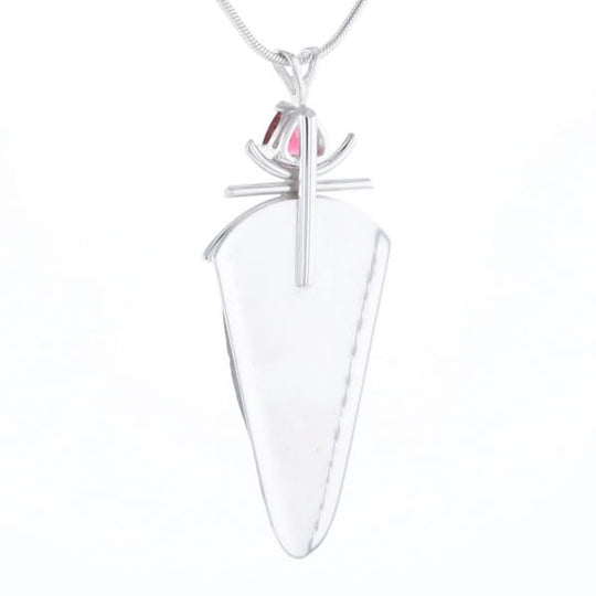 Druzy Quartz & Pink Trillion Tourmaline Necklace