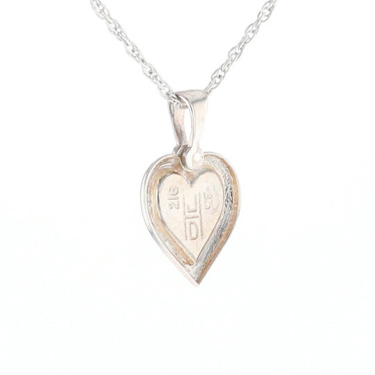 Sterling Silver Gold Quartz Inlaid Heart Pendant - G3