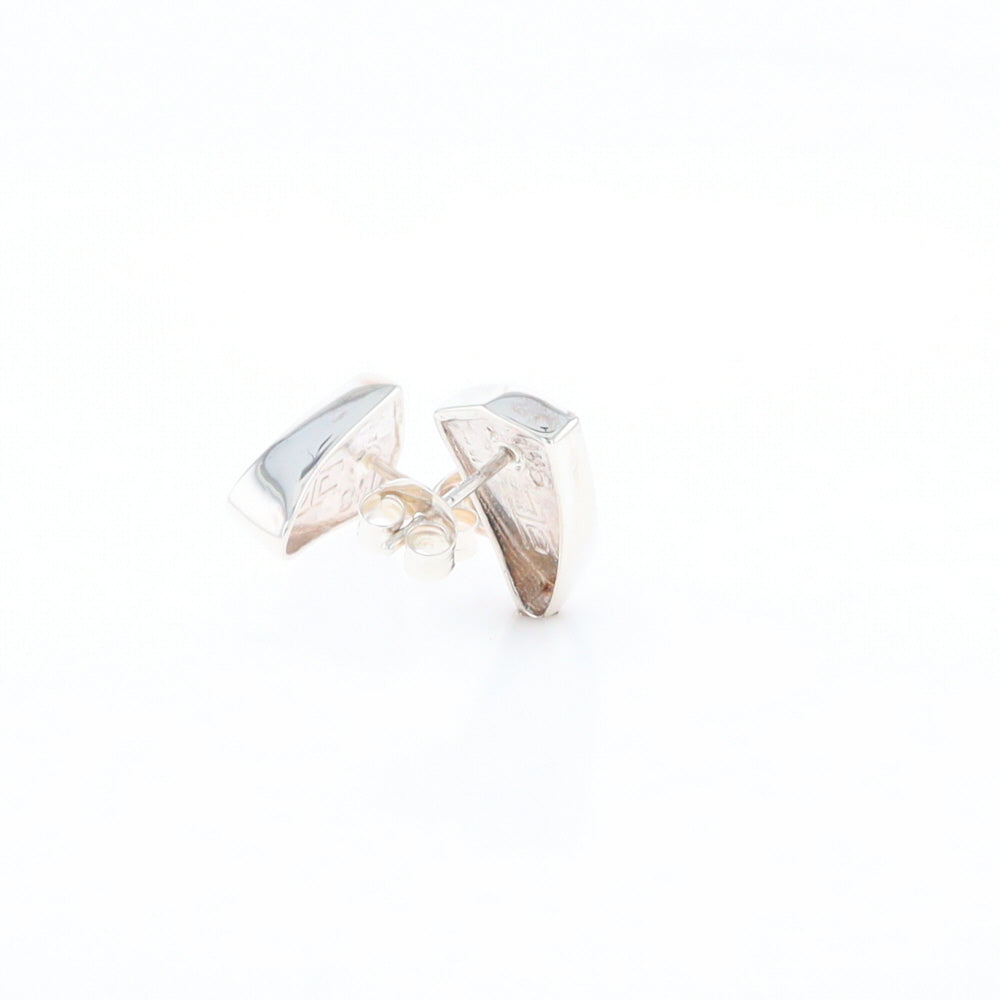 Sterling Silver Gold Quartz Inlaid Shield Stud Earrings - G3