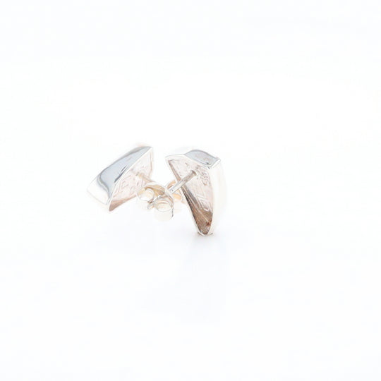 Sterling Silver Gold Quartz Inlaid Shield Stud Earrings - G3