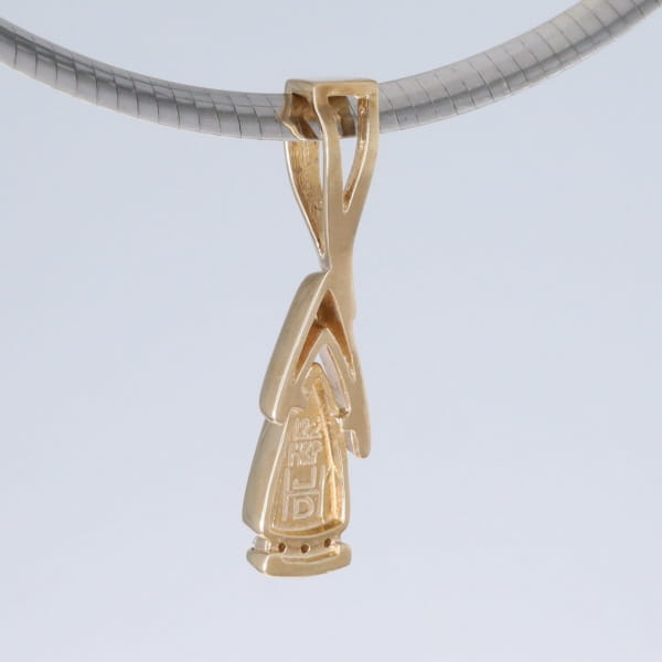 Opal Pendant Triangle Inlaid Design with .06ctw Round Diamonds