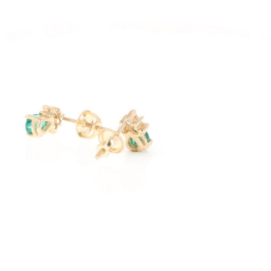 Synthetic Emerald Pear Shaped Earrings with Diamond Accents