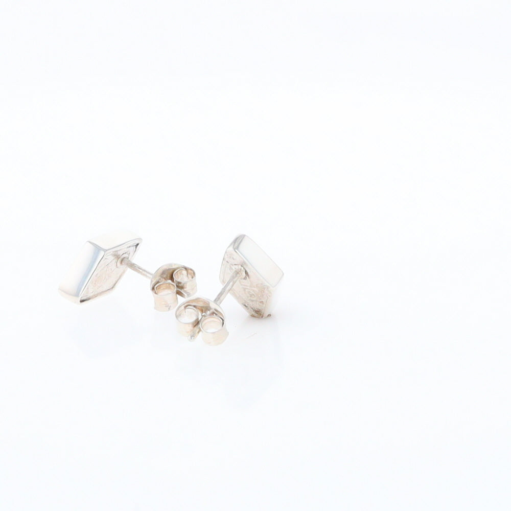 Sterling Silver Gold Quartz Inlaid Diamond Stud Earrings - G3