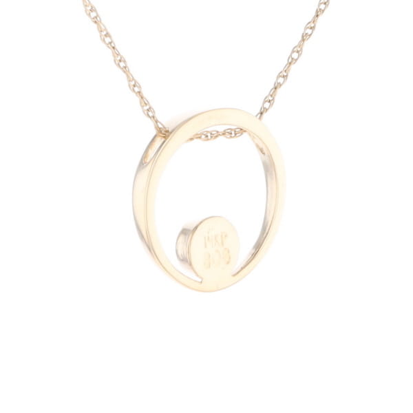 Gold Quartz Pendant Open Circle Design Round Inlay Pendant