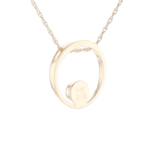 Gold Quartz Pendant Open Circle Design Round Inlay Pendant
