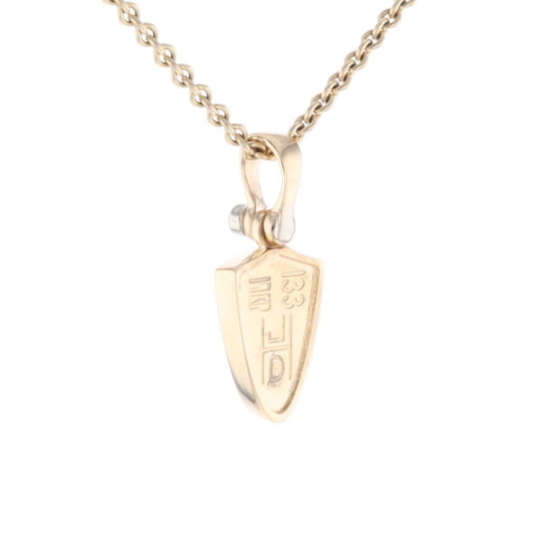 Gold Quartz Pendant Shield Shape Inlaid Pendant with .02ct Diamond