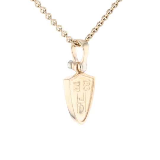 Gold Quartz Pendant Shield Shape Inlaid Pendant with .02ct Diamond