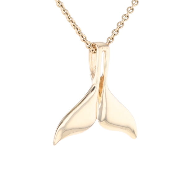 Whale Tail Natural Nuggets Double Inlaid Sea Life Pendant