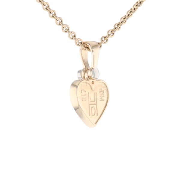 Gold Quartz Necklace Heart Inlaid Design Pendant with .02ct Diamond