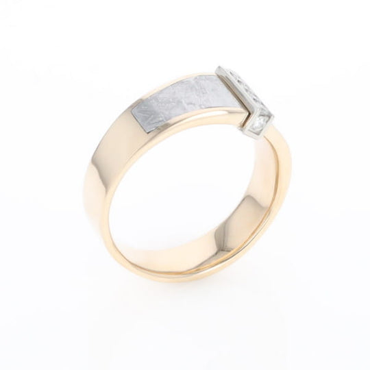 Meteorite Ring Double Sided Inlaid with .19ctw Round Diamonds