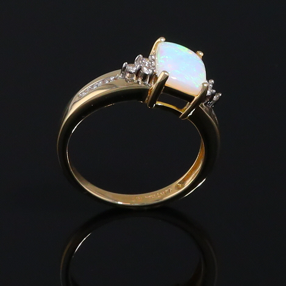 Rectangular Opal Ring with Diamond Accents