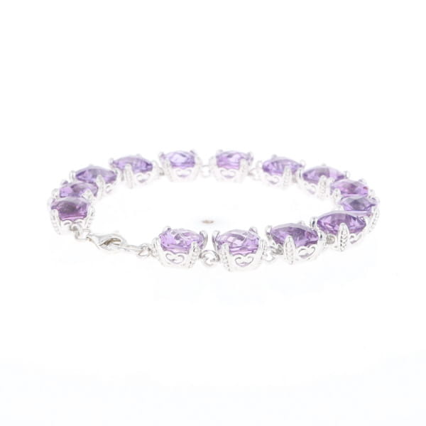Amethyst Bracelet With Silver Filigree