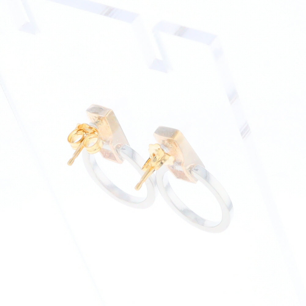 Gold Quartz Rectangle Inlaid Knocker Earrings - G2