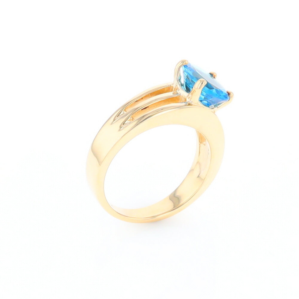 Split Shank Oval Blue Topaz Ring