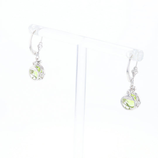 Peridot Dangle Earrings with Diamond Accents