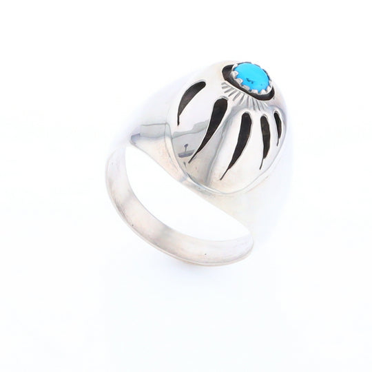 Mens Native Turquoise Bear Claw Ring