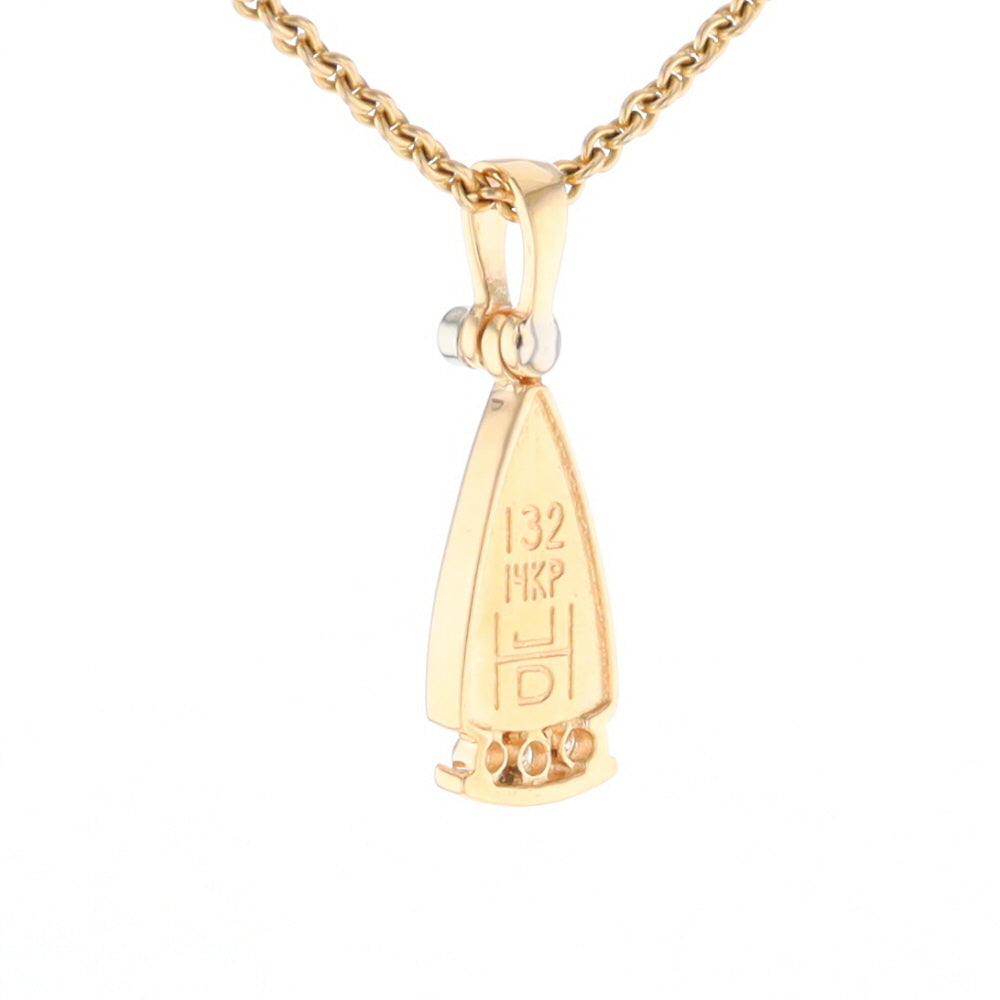 Gold Quartz Triangle Inlaid Pendant with 0.08ctw Diamonds - G2