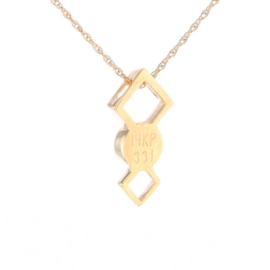 Gold Quartz Round Inlay Double Diamond Design Pendant