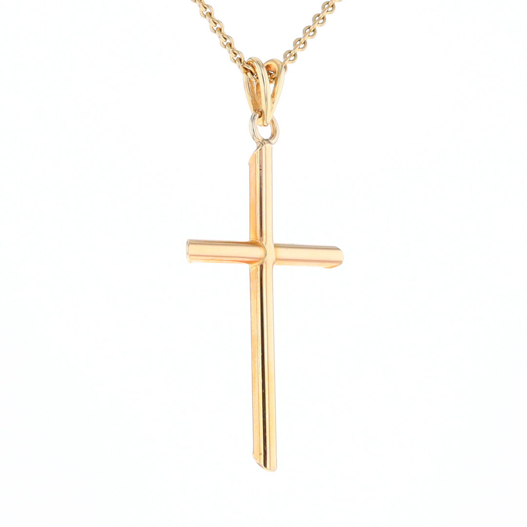 Beveled Edge Tube Cross Pendant