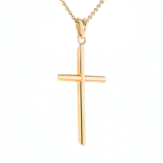 Beveled Edge Tube Cross Pendant